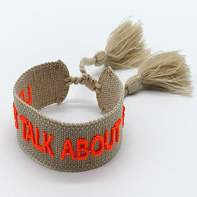 "Let´s talk about" Armband beige/orange