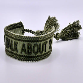"Let´s talk about" Armband khaki/grün