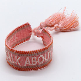 "Let´s talk about" Armband rosa/weiß